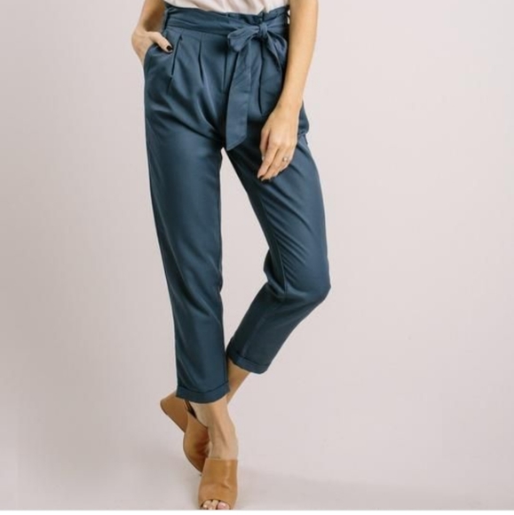 Morning Lavender Pants - Morning Lavender Ellery Paper Bag Pants Navy Blue